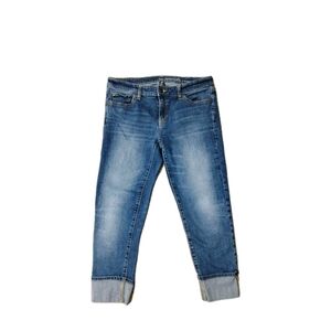 GAP Straight Cuff Jeans Dark Indigo Stretch Cotton Blend Women's Size 6